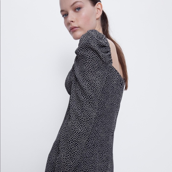 ZARA DRAPED POLKA DOT DRESS TRF - Picture 4 of 16
